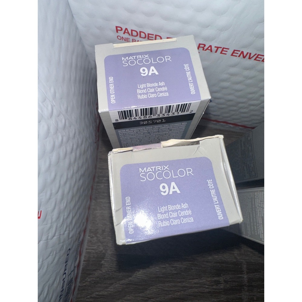 Matrix SoColor Permanent Cream Hair Color 9A Light Blonde Ash Lot of 2 Boxes‎